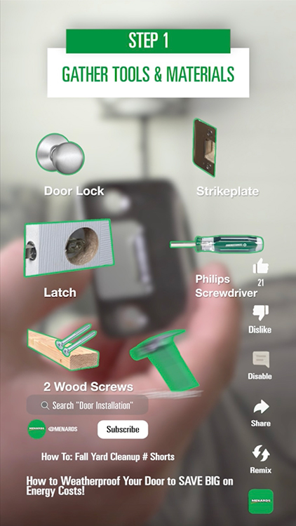 Menards Social Media Page playing a social video